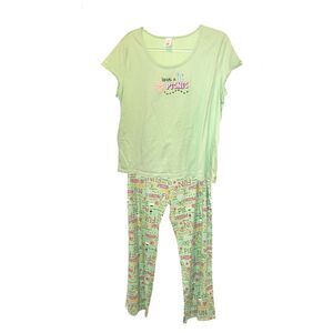 Mixit Light Green Life's A Picnic Cotton Pajamas Size XXL Comfortcore Cool Sleep